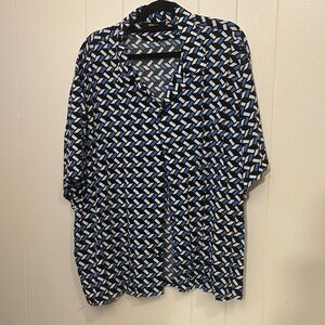 Fashion Nova Blue and Black Patterned Men's Shirt